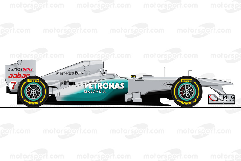 La Mercedes W02 pilotée par Michael Schumacher en 2011<br/> Reproduction interdite, exclusivité Motorsport.com. Utilisation commerciale ? <a href=