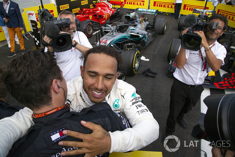Lewis Hamilton, Mercedes-AMG F1 W09, celebra la victoria en el GP de Francia 2018