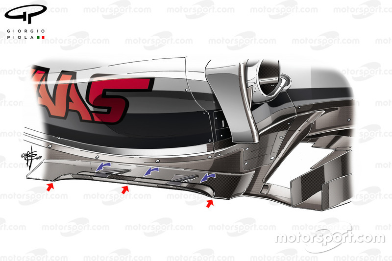 Haas VF-17 details van de vloer, met aanwijzingen