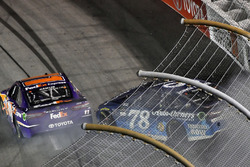 Crash: Denny Hamlin, Joe Gibbs Racing Toyota, Martin Truex Jr., Furniture Row Racing Toyota
