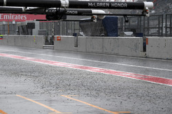 Heavy rain and flooded pit lane