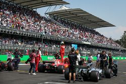 Pole sitter Sebastian Vettel, Ferrari SF70H celebrates in parc ferme