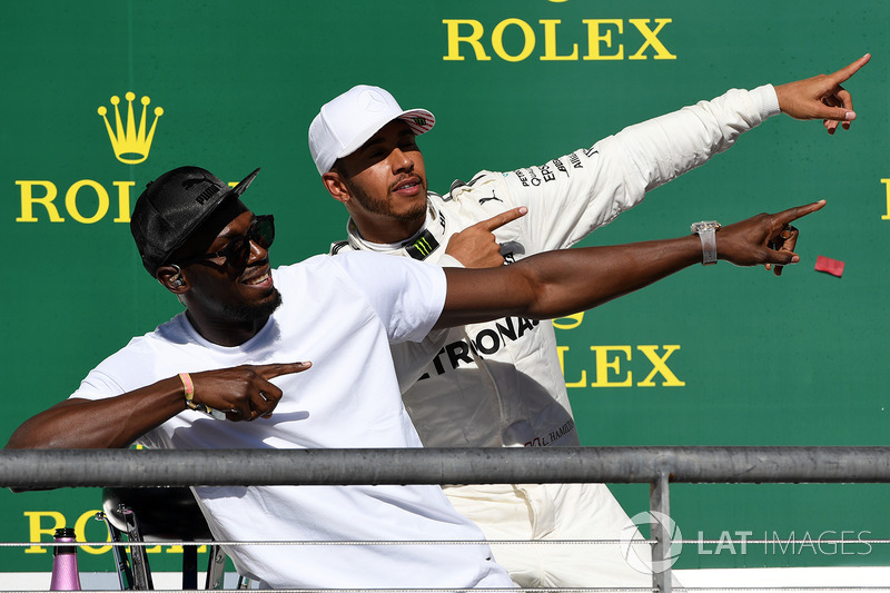Lewis Hamilton, Mercedes AMG F1 avec Usain Bolt