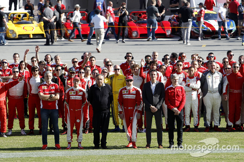 Maurizio Arrivabene, Team principal Ferrari; Sebastian Vettel, Ferrari; Sergio Marchionne, President