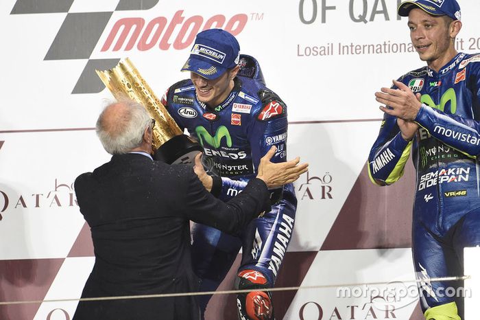 Podio: Maverick Viñales, Yamaha Factory Racing, Valentino Rossi, Yamaha Factory Racing