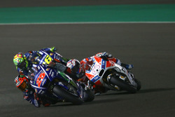 Maverick Viñales, Yamaha Factory Racing; Andrea Dovizioso, Ducati Team; Valentino Rossi, Yamaha Factory Racing