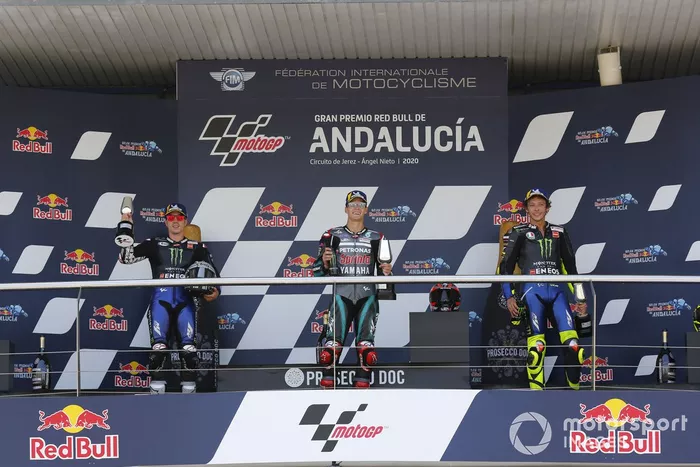 Podio: 1º Fabio Quartararo, 2º Maverick Viñales, 3º Valentino Rossi