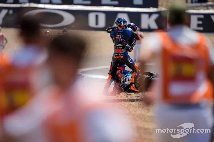 Luca Marini and teammate Marco Bezzecchi,  Sky Racing Team VR46 after the crash