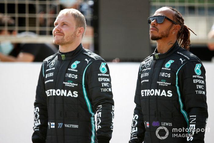 Valtteri Bottas, Mercedes W12 y Lewis Hamilton, Mercedes W12