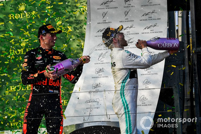 Podyum: 2. Lewis Hamilton, Mercedes AMG F1, yarış galibi Valtteri Bottas, Mercedes AMG F1, 3. Max Verstappen, Red Bull Racing