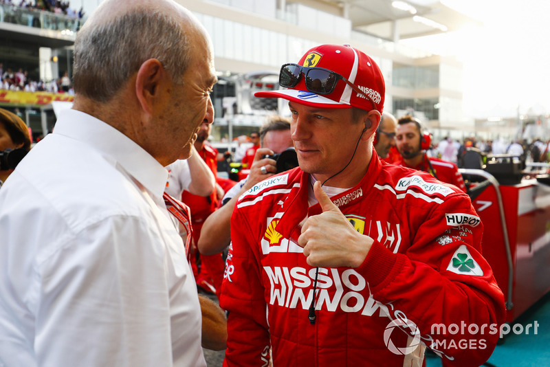 Peter Sauber, Team President, Sauber, speaks to Kimi Raikkonen, Ferrari