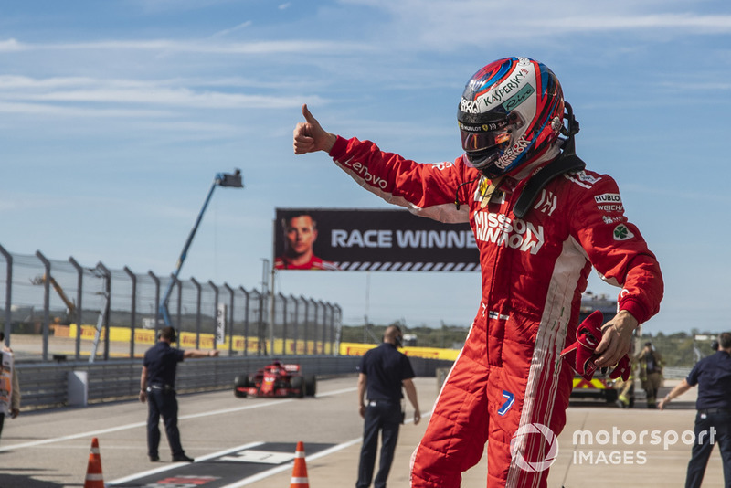 Kimi Raikkonen, Ferrari celebrates in parc ferme