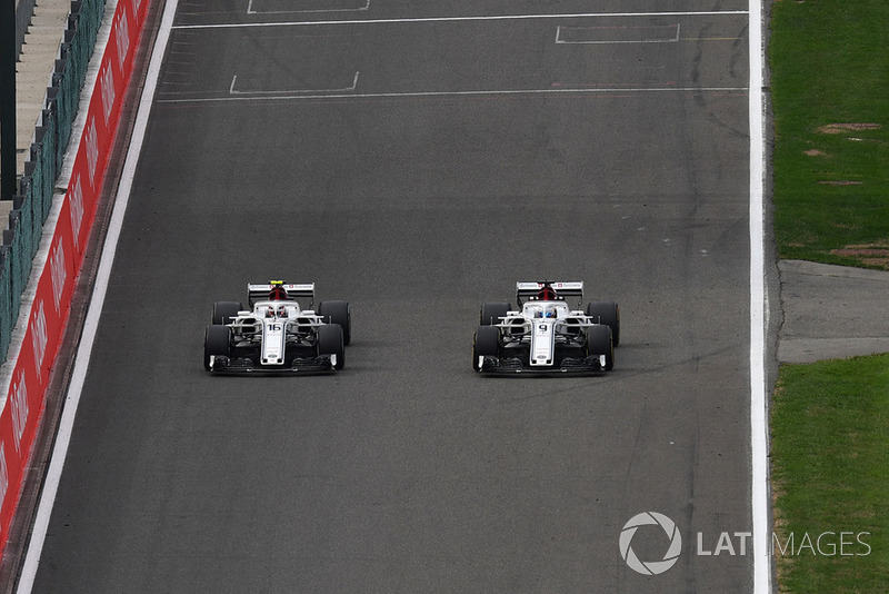 Charles Leclerc, Sauber C37 and Marcus Ericsson, Sauber C37