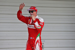 Kimi Raikkonen, Ferrari celebra su tercera posición en la clasificación de parc ferme