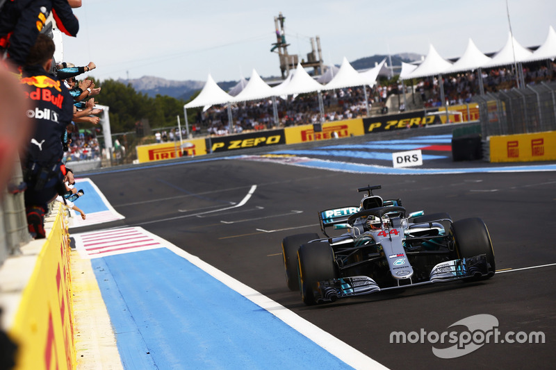 Hamilton and Mercedes celebrate race win