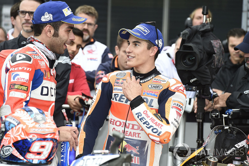 Second place Danilo Petrucci, Pramac Racing, Marc Marquez, Repsol Honda Team