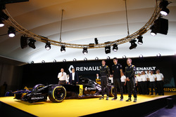 Renault F1 drivers Jolyon Palmer, Kevin Magnussen and Esteban Ocon, Renault F1 tests driver with Carlos Ghosn, Renault President and Frederic Vasseur, team manager Renault Sport F1 team