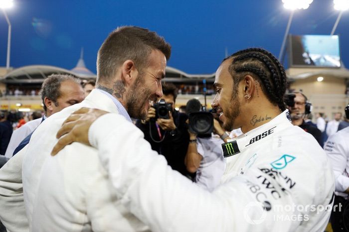 David Beckham con Lewis Hamilton, Mercedes AMG F1
