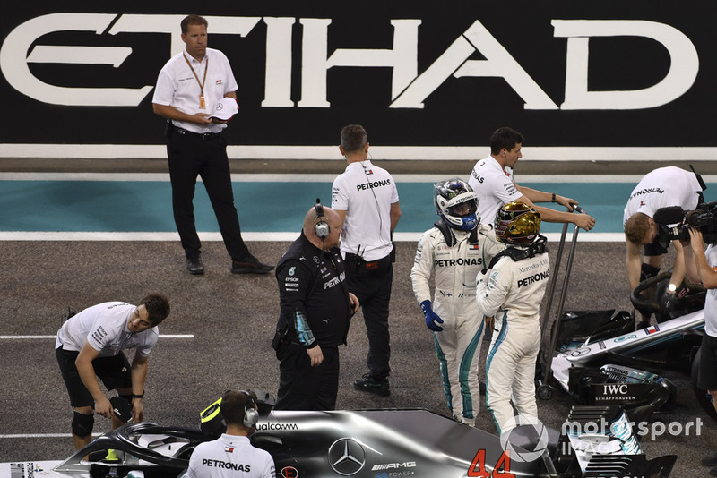 Lewis Hamilton, Mercedes AMG F1 y Valtteri Bottas, Mercedes AMG F1 en Parc Ferme
