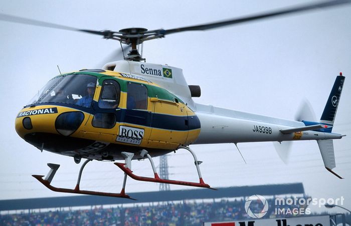 Helicóptero pintado en memoria de  Ayrton Senna