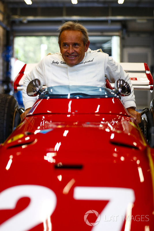 Belgian racing legend Jacky Ickx demonstrates a Ferrari 312B