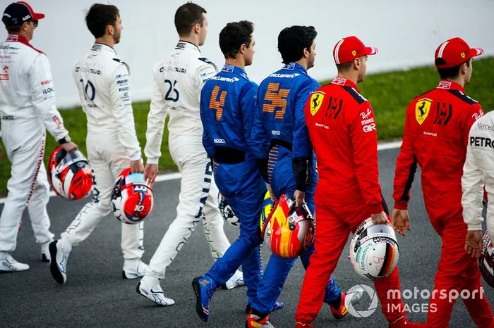 Pierre Galsy, AlphaTauri, Daniel Kvyat, AlphaTauri, Lando Norris, McLaren, Carlos Sainz, McLaren, Sebastien Vettel, Ferrari y Charles Leclerc, Ferrari 