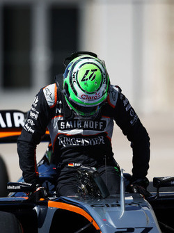 Nico Hulkenberg, Sahara Force India F1 VJM09 en parc ferme