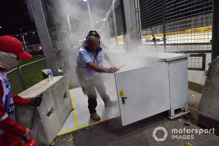 Smoking trackside electrical cabinet 