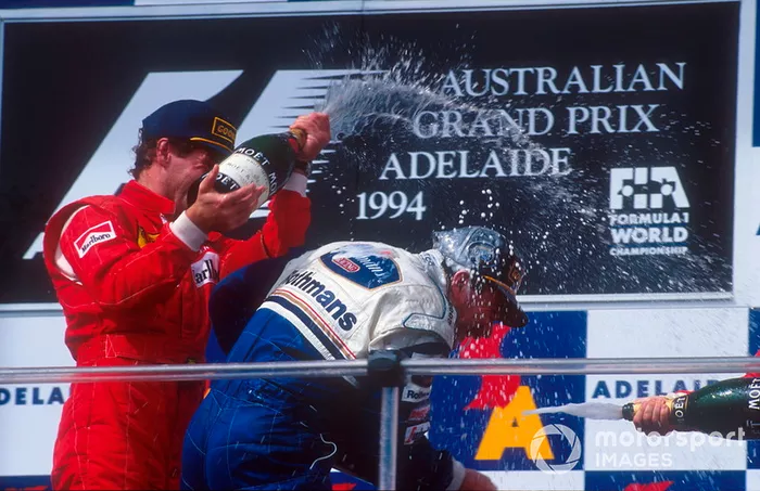 Podium : Nigel Mansell, Williams, Gerhard Berger, Ferrari