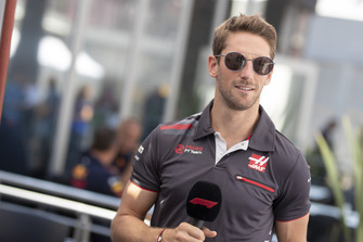 Romain Grosjean, Haas F1 Team talks with the media