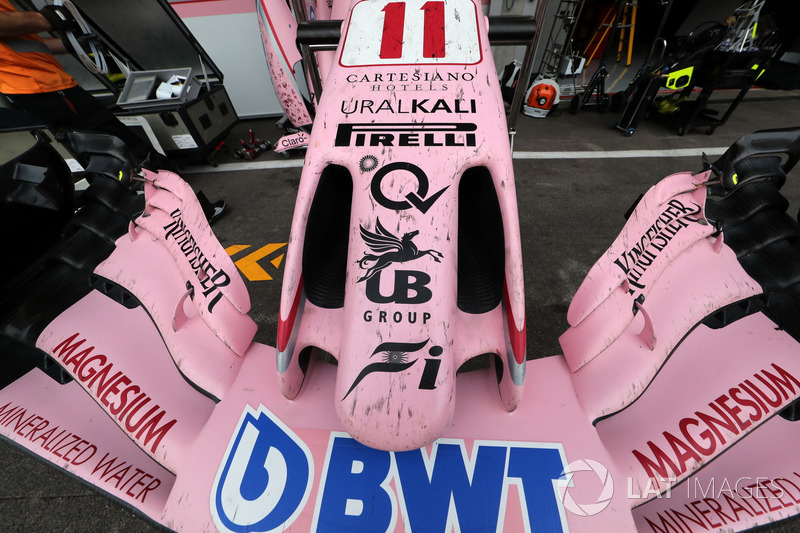 Morro y detalle del alerón delantero del Sahara Force India VJM10