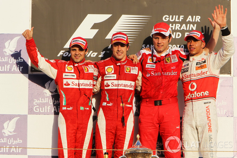 Podio: segundo lugar Felipe Massa, Ferrari, ganador de la carrera Fernando Alonso, Ferrari, Stefano 