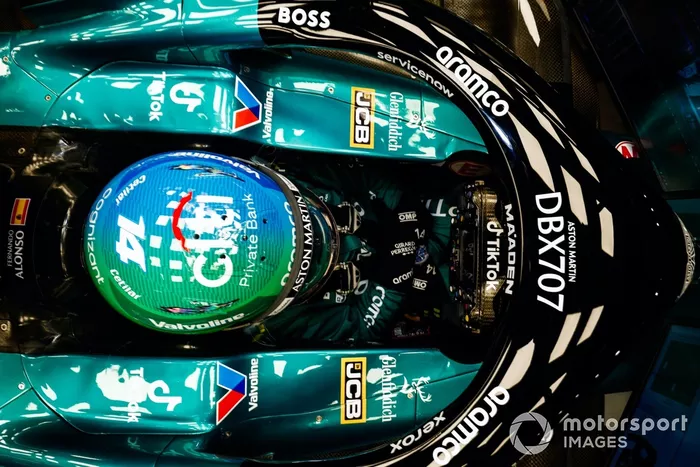 Fernando Alonso, Aston Martin F1 Team, in the cockpit