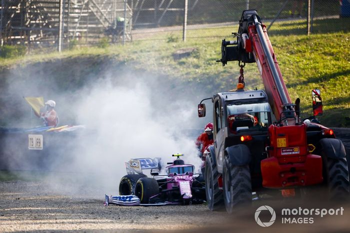 El monoplaza chocado de Lance Stroll, Racing Point RP20