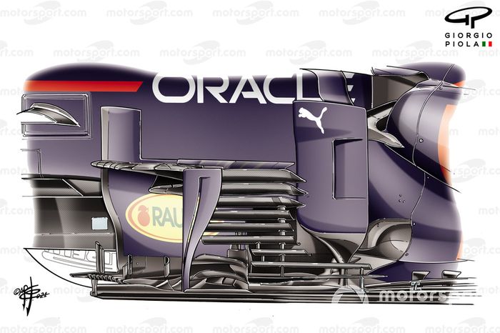 Red Bull Racing RB16B: Detalhe do novo bargeboard