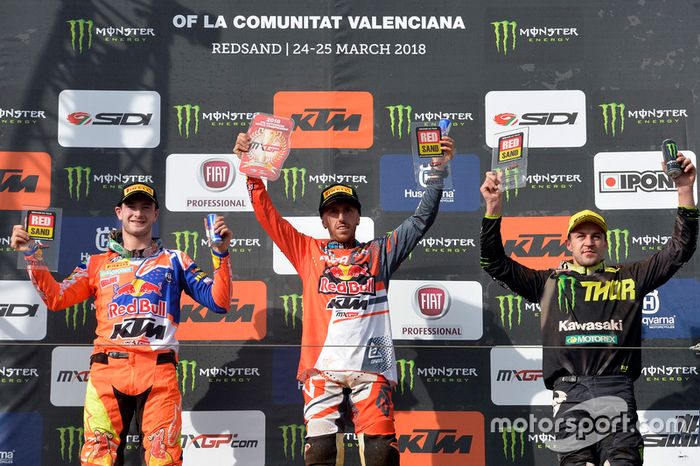 Podio: Jeffrey Herlings, Red Bull KTM Factory, Antonio Cairoli, Red Bull KTM Factory y Clement Desalle, Monster Kawasaki