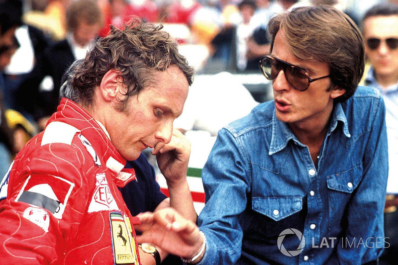 Niki Lauda, Ferrari, mit Luca di Montezemolo, Ferrari-Teammanager