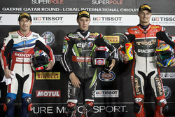 Top 3 der Superpole: 1. Jonathan Rea, Kawasaki Racing; 2. Nicky Hayden, Honda World Superbike Team;