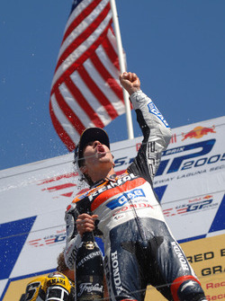 Nicky Hayden, Repsol Honda Team celebrate on the podium