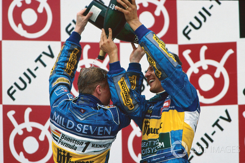 1995: 1. Michael Schumacher, 2. Mika Hakkinen, 3. Johnny Herbert