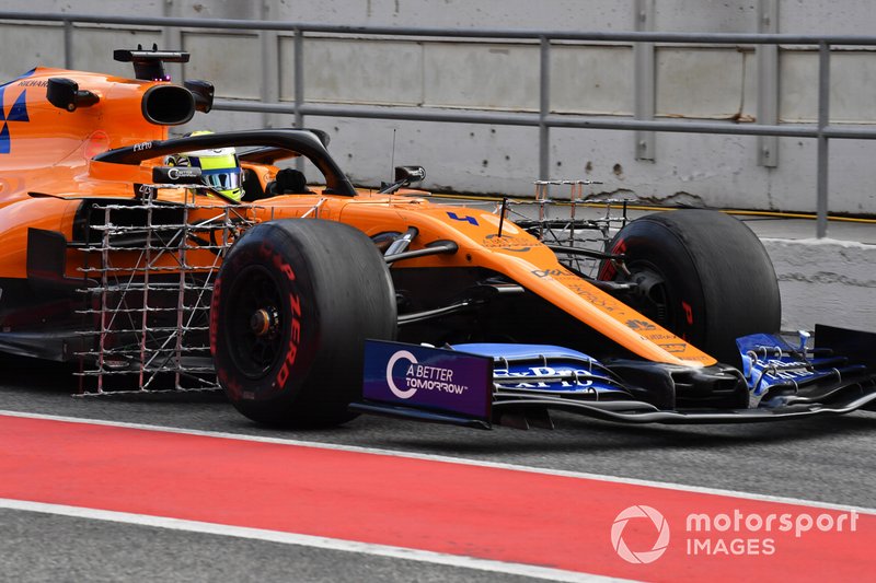 Lando Norris, McLaren MCL34, avec des capteurs aéro