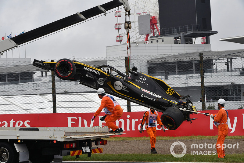 Евакуація розбитої машини Ніко Хюлькенберга, Renault Sport F1 Team R.S. 18