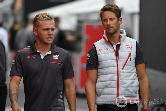 Kevin Magnussen, Haas F1 Team y Romain Grosjean, Haas F1 Team