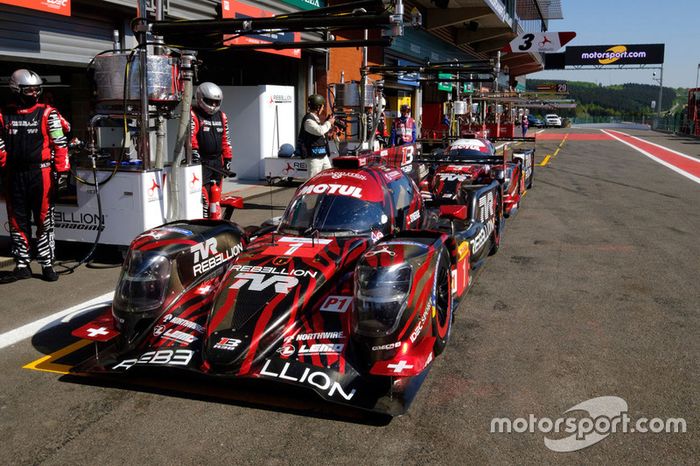 #3 Rebellion Racing Rebellion R-13: Mathias Beche, Gustavo Menezes, Thomas Laurent, #1 Rebellion Racing Rebellion R-13: Andre Lotterer, Neel Jani, Bruno Senna