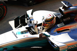 Lewis Hamilton, Mercedes AMG F1 W08, celebrates after winning the race