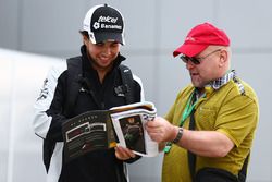 Sergio Perez, Sahara Force India F1 signs autographs for the fans
