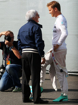 Bernie Ecclestone, with Nico Rosberg, Mercedes AMG F1