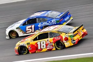  Kyle Busch, Joe Gibbs Racing, Toyota Camry M&M's Red Nose Day and  Cody Ware, Petty Ware Racing, Chevrolet Camaro JACOB Companies