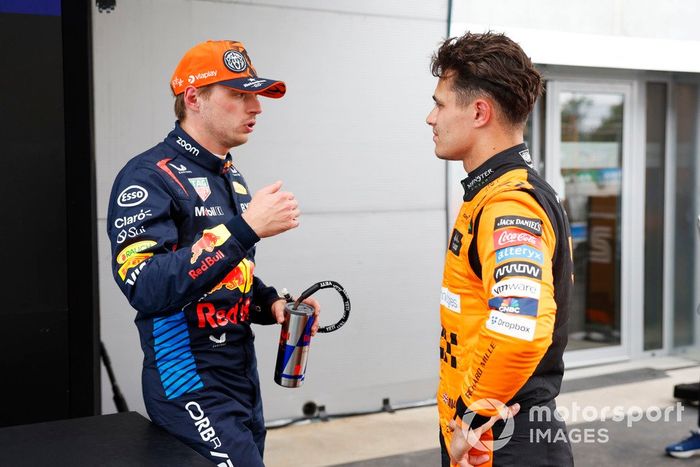 Max Verstappen, Red Bull Racing, poleman Lando Norris, McLaren F1 Team, charla tras la clasificación