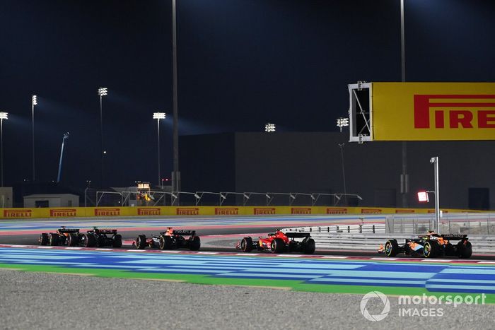 Oscar Piastri, McLaren MCL60, George Russell, Mercedes F1 W14, Max Verstappen, Red Bull Racing RB19, Carlos Sainz, Ferrari SF-23, Lando Norris, McLaren MCL60